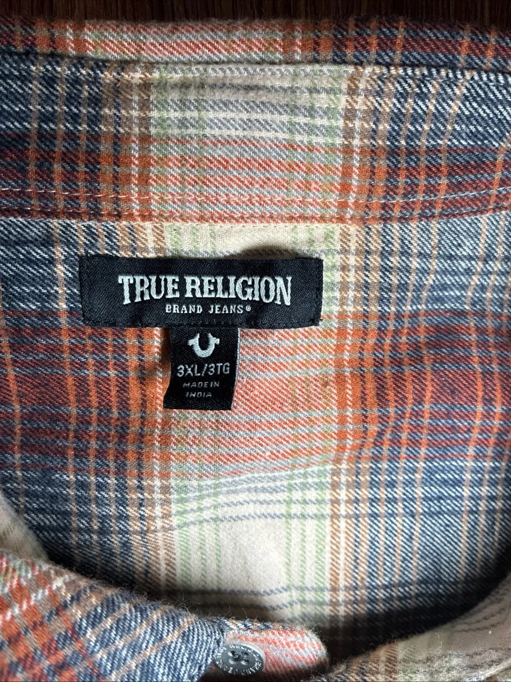 True Religion Brown Plaid Flannel Western Shirt Snap Pockets 3XL